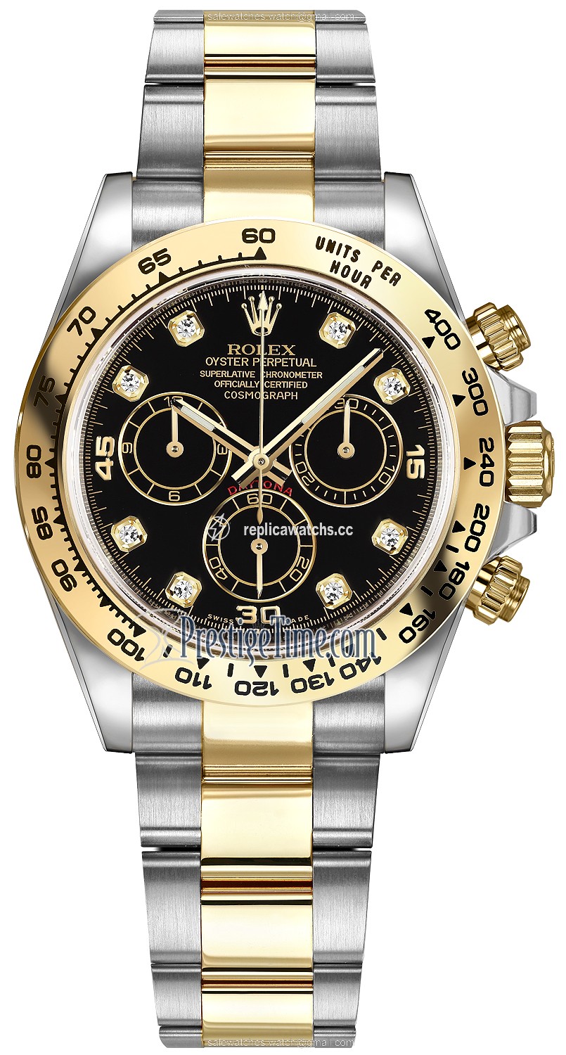 Replica 116503 Black Diamond Oyster Rolex Cosmograph Daytona Steel and Gold Mens Watch Replica 116503 Black Diamond Oyster Rolex Cosmograph Daytona Steel and Gold Mens Watch