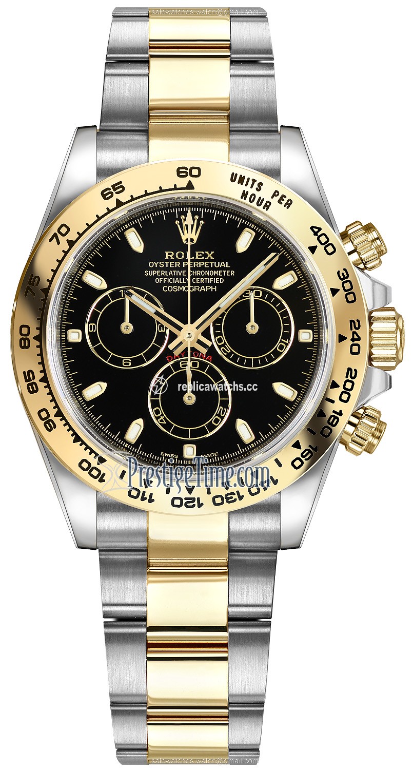 Replica 116503 Black Index Oyster Rolex Cosmograph Daytona Steel and Gold Mens Watch Replica 116503 Black Index Oyster Rolex Cosmograph Daytona Steel and Gold Mens Watch