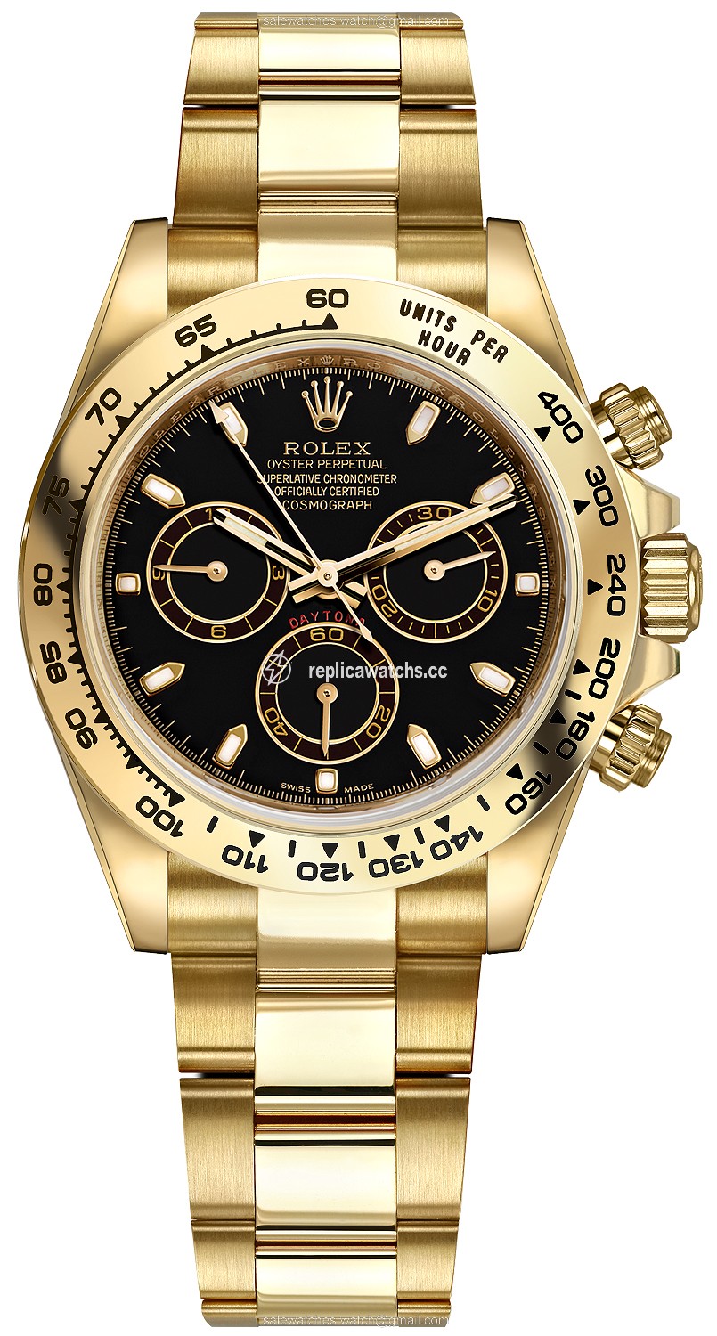 Replica 116508 Black Index Oyster Rolex Cosmograph Daytona Yellow Gold Mens Watch Replica 116508 Black Index Oyster Rolex Cosmograph Daytona Yellow Gold Mens Watch