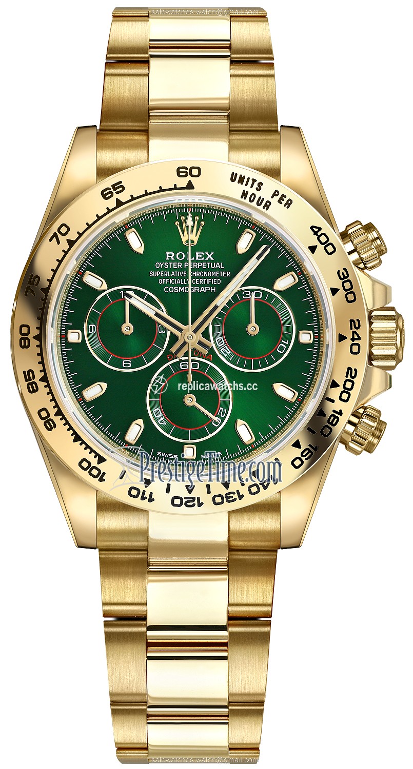 Replica 116508 Green Index Oyster Rolex Cosmograph Daytona Yellow Gold Mens Watch Replica 116508 Green Index Oyster Rolex Cosmograph Daytona Yellow Gold Mens Watch