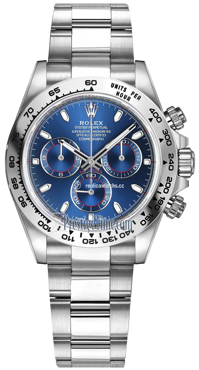 Replica 116509 Blue Index Oyster Rolex Cosmograph Daytona White Gold Mens Watch Replica 116509 Blue Index Oyster Rolex Cosmograph Daytona White Gold Mens Watch