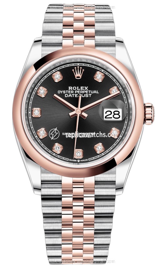 Replica 126201 Black Diamond Jubilee Rolex Datejust 36mm Stainless Steel and Rose Gold Ladies Watch Replica 126201 Black Diamond Jubilee Rolex Datejust 36mm Stainless Steel and Rose Gold Ladies Watch