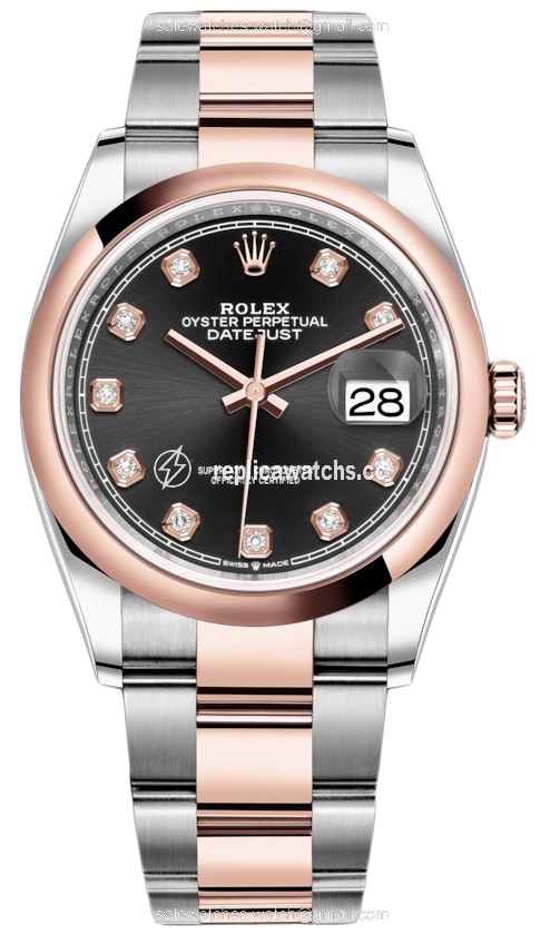 Replica 126201 Black Diamond Oyster Rolex Datejust 36mm Stainless Steel and Rose Gold Ladies Watch Replica 126201 Black Diamond Oyster Rolex Datejust 36mm Stainless Steel and Rose Gold Ladies Watch