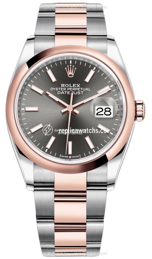 Replica 126201 Dark Rhodium Index Oyster Rolex Datejust 36mm Stainless Steel and Rose Gold Ladies Watch Replica 126201 Dark Rhodium Index Oyster Rolex Datejust 36mm Stainless Steel and Rose Gold Ladies Watch