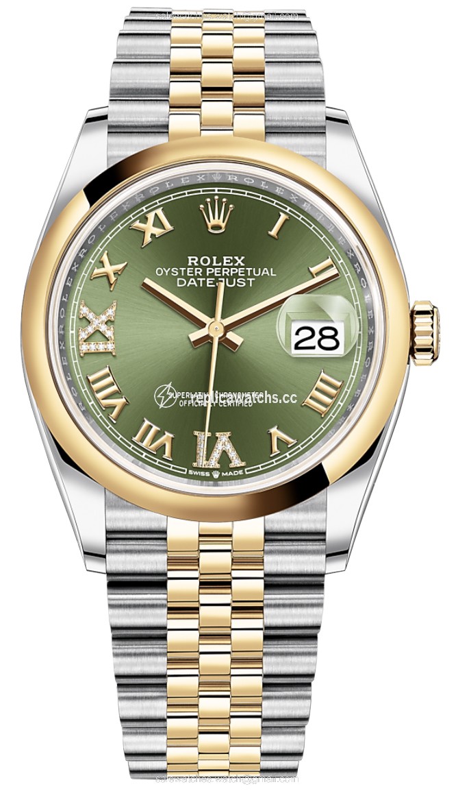 Replica 126203 Olive Green VI IX Roman Jubilee Rolex Datejust 36mm Stainless Steel and Yellow Gold Ladies Watch Replica 126203 Olive Green VI IX Roman Jubilee Rolex Datejust 36mm Stainless Steel and Yellow Gold Ladies Watch