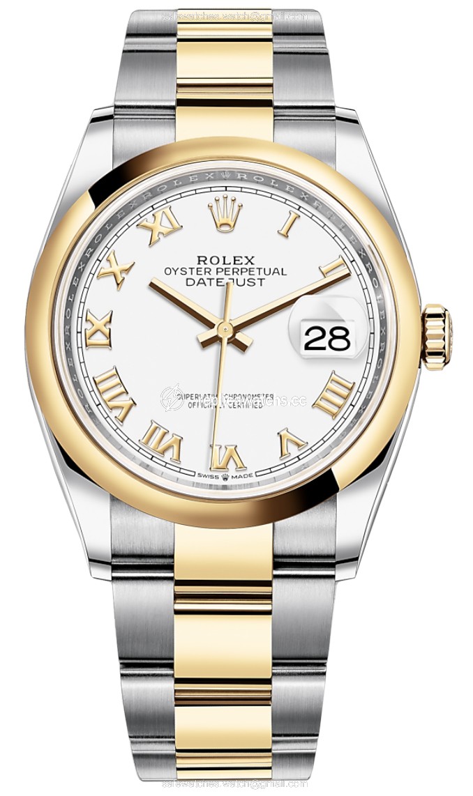 Replica 126203 White Roman Oyster Rolex Datejust 36mm Stainless Steel and Yellow Gold Ladies Watch Replica 126203 White Roman Oyster Rolex Datejust 36mm Stainless Steel and Yellow Gold Ladies Watch