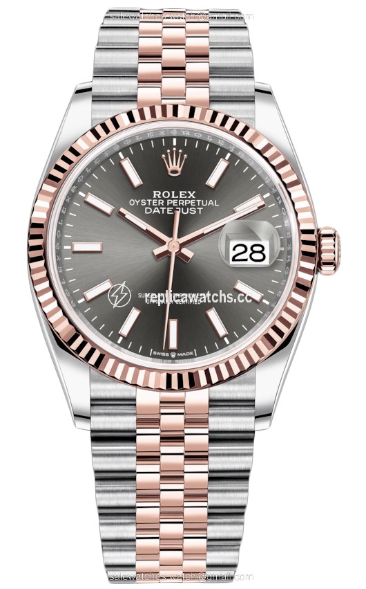 Replica 126231 Dark Rhodium Index Jubilee Rolex Datejust 36mm Stainless Steel and Rose Gold Ladies Watch Replica 126231 Dark Rhodium Index Jubilee Rolex Datejust 36mm Stainless Steel and Rose Gold Ladies Watch