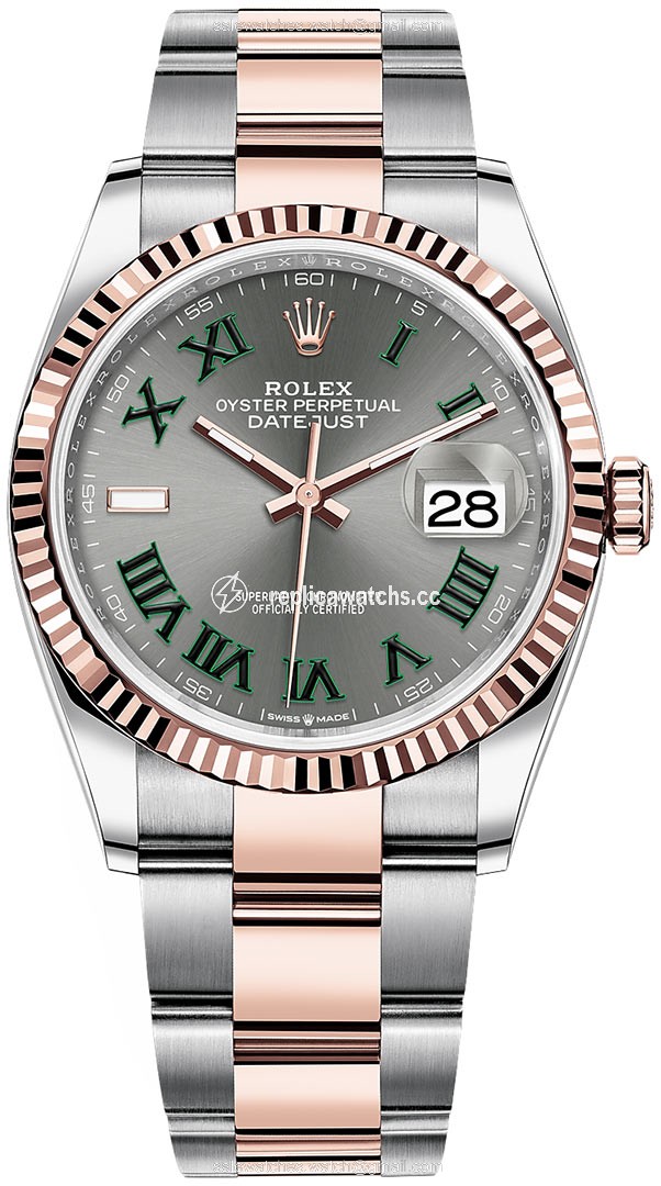 Replica 126231 Slate Roman Oyster Wimbledon Rolex Datejust 36mm Stainless Steel and Rose Gold Ladies Watch Replica 126231 Slate Roman Oyster Wimbledon Rolex Datejust 36mm Stainless Steel and Rose Gold Ladies Watch