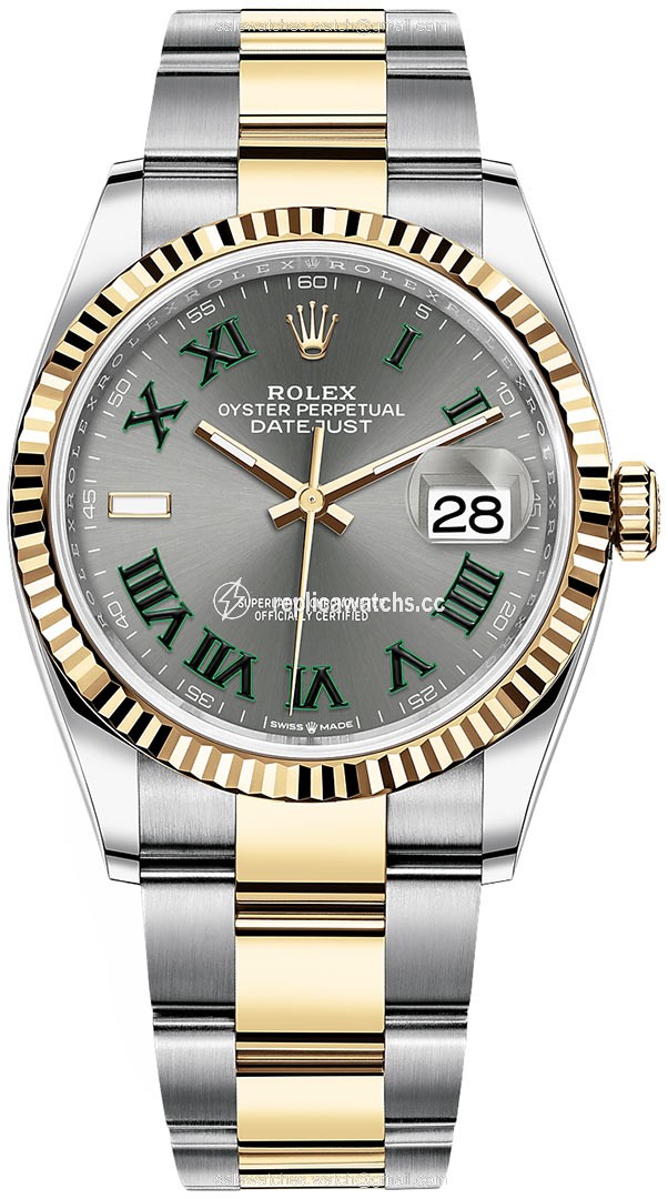 Replica 126233 Slate Roman Oyster Wimbledon Rolex Datejust 36mm Stainless Steel and Yellow Gold Ladies Watch Replica 126233 Slate Roman Oyster Wimbledon Rolex Datejust 36mm Stainless Steel and Yellow Gold Ladies Watch