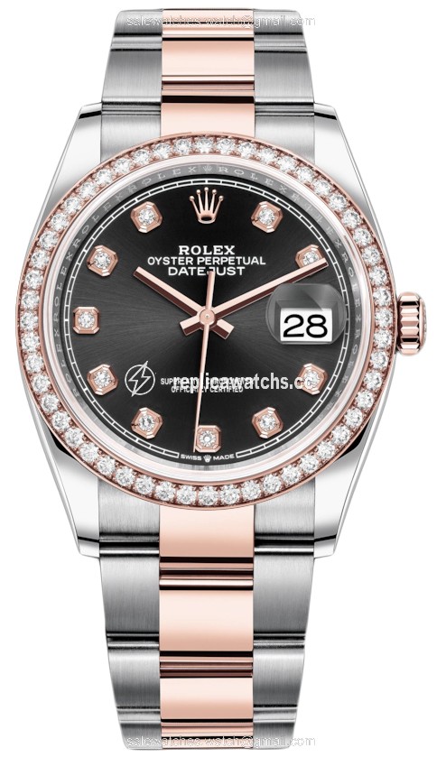 Replica 126281RBR Black Diamond Oyster Rolex Datejust 36mm Stainless Steel and Rose Gold Ladies Watch Replica 126281RBR Black Diamond Oyster Rolex Datejust 36mm Stainless Steel and Rose Gold Ladies Watch