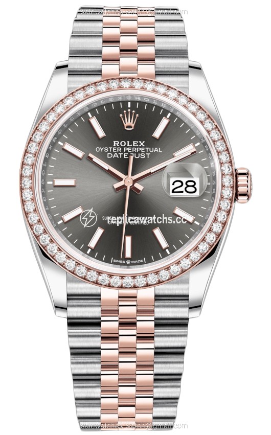 Replica 126281RBR Dark Rhodium Index Jubilee Rolex Datejust 36mm Stainless Steel and Rose Gold Ladies Watch Replica 126281RBR Dark Rhodium Index Jubilee Rolex Datejust 36mm Stainless Steel and Rose Gold Ladies Watch