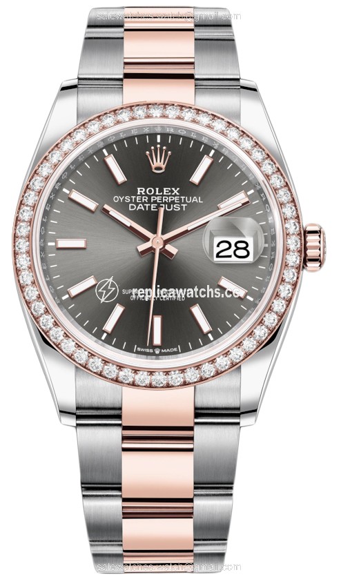 Replica 126281RBR Dark Rhodium Index Oyster Rolex Datejust 36mm Stainless Steel and Rose Gold Ladies Watch Replica 126281RBR Dark Rhodium Index Oyster Rolex Datejust 36mm Stainless Steel and Rose Gold Ladies Watch