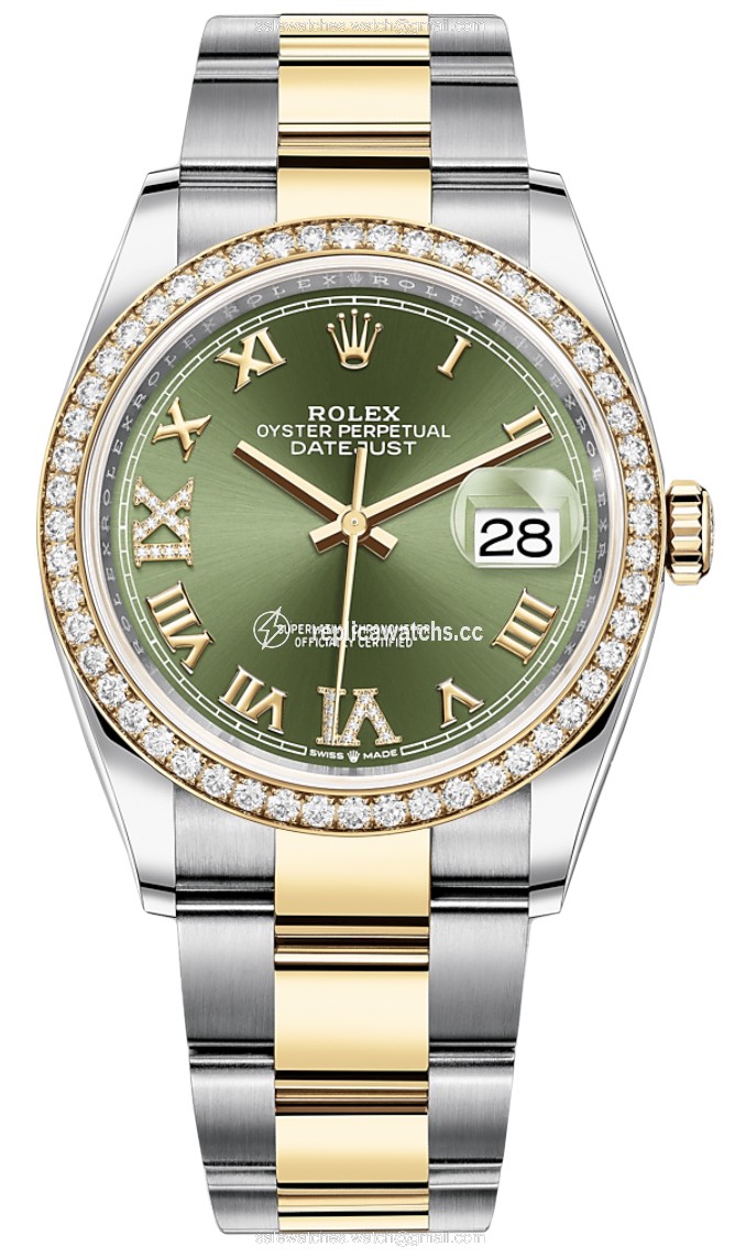 Replica 126283RBR Olive Green VI IX Roman Oyster Rolex Datejust 36mm Stainless Steel and Yellow Gold Ladies Watch Replica 126283RBR Olive Green VI IX Roman Oyster Rolex Datejust 36mm Stainless Steel and Yellow Gold Ladies Watch