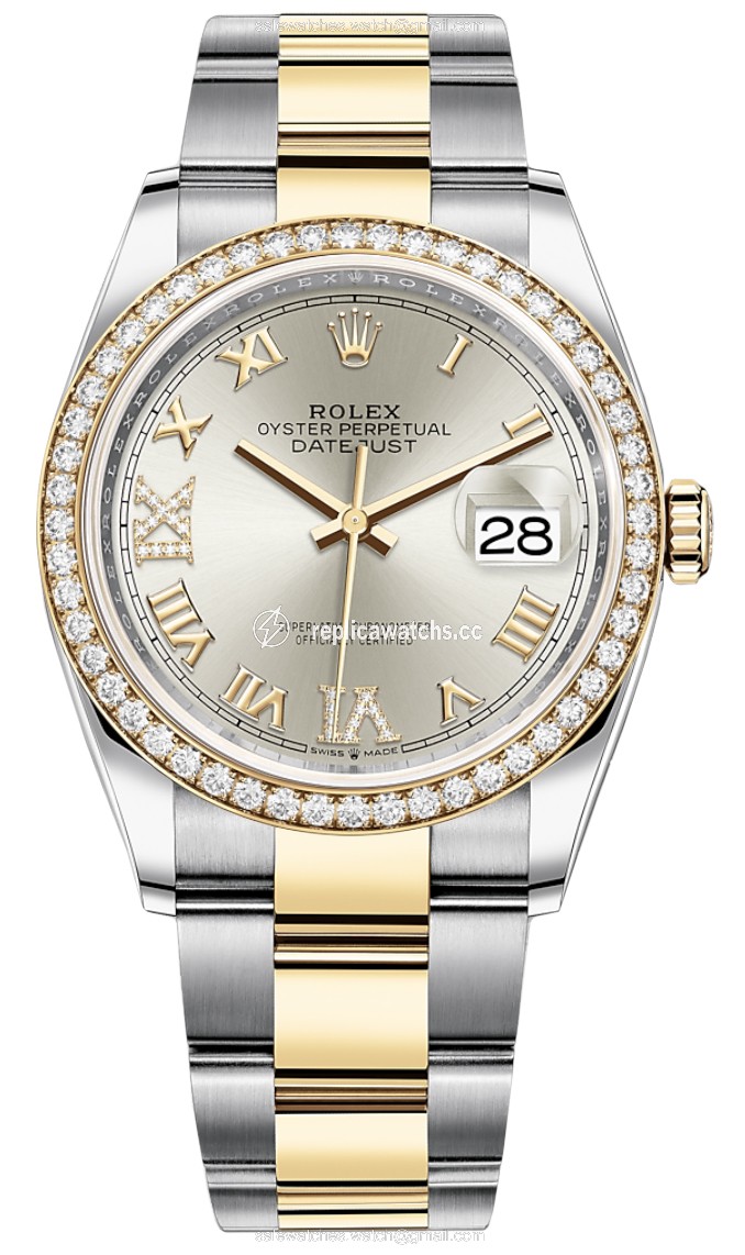 Replica 126283RBR Silver VI IX Roman Oyster Rolex Datejust 36mm Stainless Steel and Yellow Gold Ladies Watch Replica 126283RBR Silver VI IX Roman Oyster Rolex Datejust 36mm Stainless Steel and Yellow Gold Ladies Watch