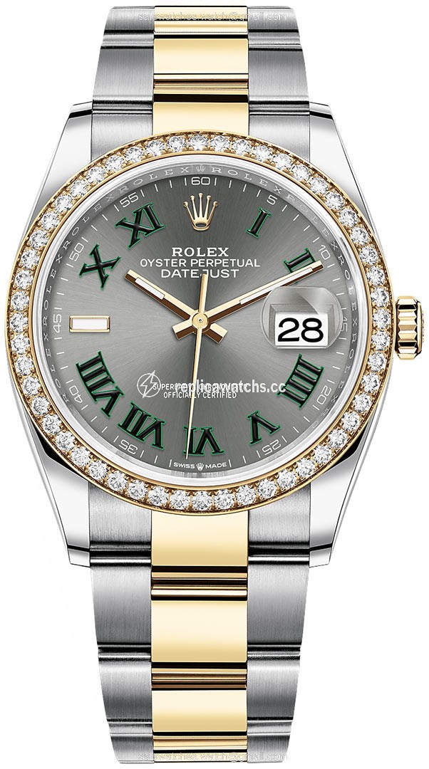 Replica 126283RBR Slate Roman Oyster Wimbledon Rolex Datejust 36mm Stainless Steel and Yellow Gold Ladies Watch Replica 126283RBR Slate Roman Oyster Wimbledon Rolex Datejust 36mm Stainless Steel and Yellow Gold Ladies Watch