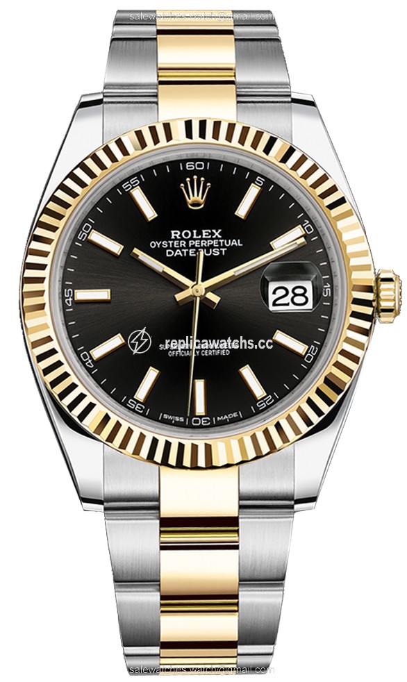 Replica 126333 Black Index Oyster Rolex Datejust 41mm Stainless Steel and Yellow Gold Mens Watch Replica 126333 Black Index Oyster Rolex Datejust 41mm Stainless Steel and Yellow Gold Mens Watch