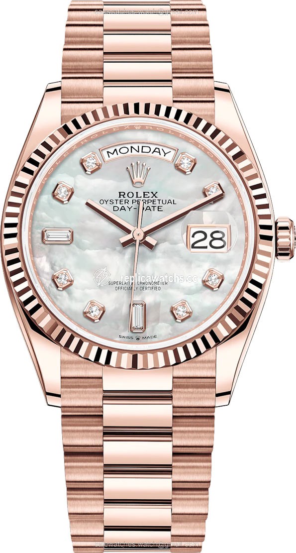 Replica 128235 MOP Diamond Rolex Day-Date 36mm Everose Gold Midsize Watch Replica 128235 MOP Diamond Rolex Day-Date 36mm Everose Gold Midsize Watch