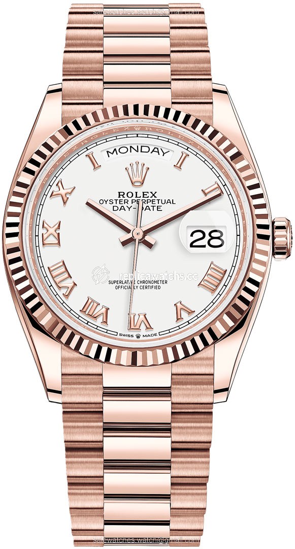 Replica 128235 White Roman Rolex Day-Date 36mm Everose Gold Midsize Watch Replica 128235 White Roman Rolex Day-Date 36mm Everose Gold Midsize Watch