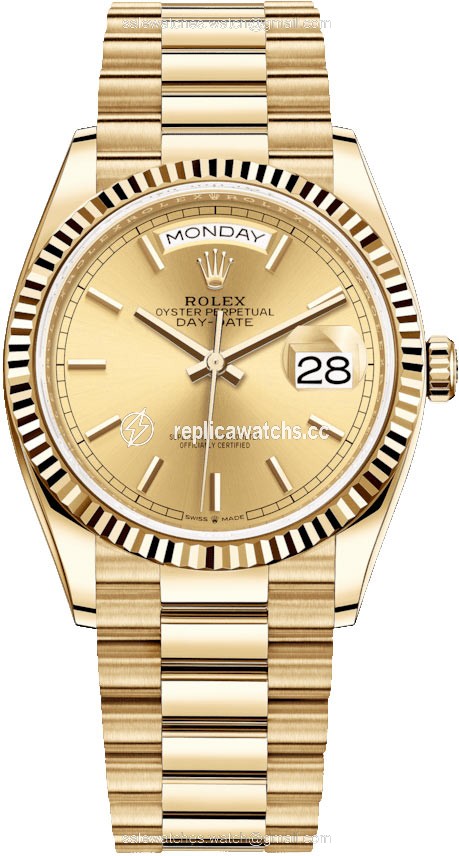 Replica 128238 Champagne Index Rolex Day-Date 36mm Yellow Gold Midsize Watch Replica 128238 Champagne Index Rolex Day-Date 36mm Yellow Gold Midsize Watch