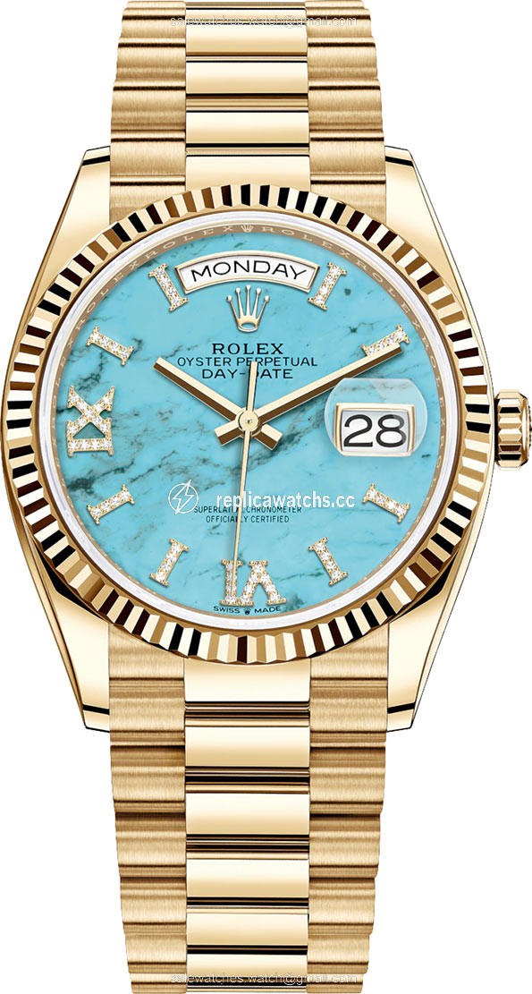 Replica 128238 Turquoise Rolex Day-Date 36mm Yellow Gold Midsize Watch Replica 128238 Turquoise Rolex Day-Date 36mm Yellow Gold Midsize Watch