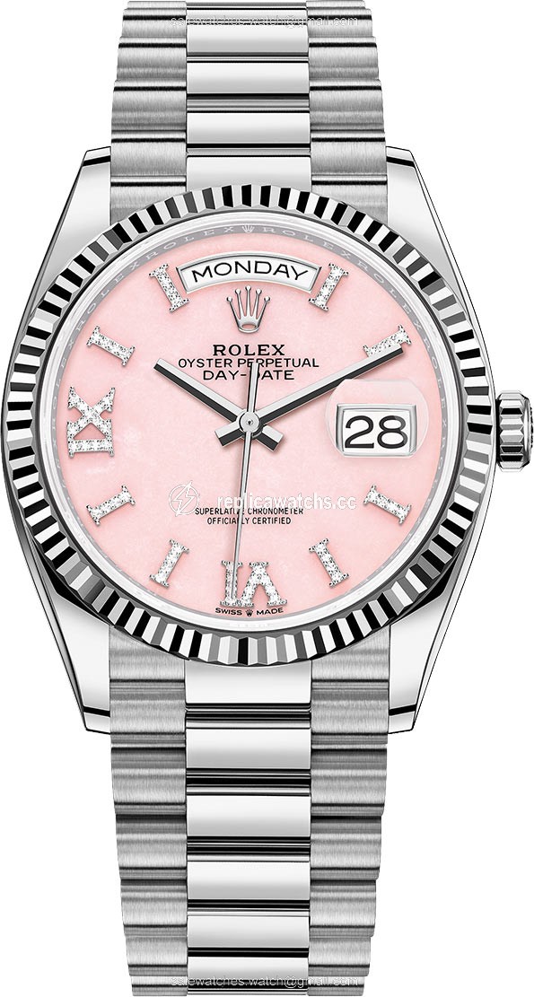 Replica 128239 Pink Opal Rolex Day-Date 36mm White Gold Midsize Watch Replica 128239 Pink Opal Rolex Day-Date 36mm White Gold Midsize Watch