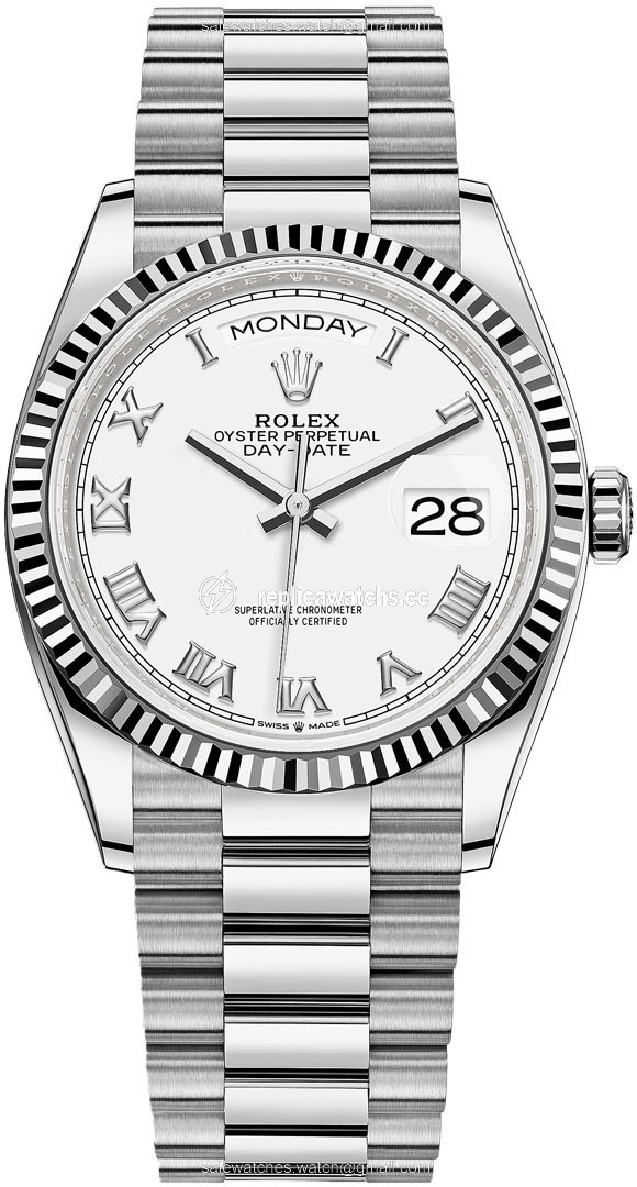 Replica 128239 White Roman Rolex Day-Date 36mm White Gold Midsize Watch Replica 128239 White Roman Rolex Day-Date 36mm White Gold Midsize Watch