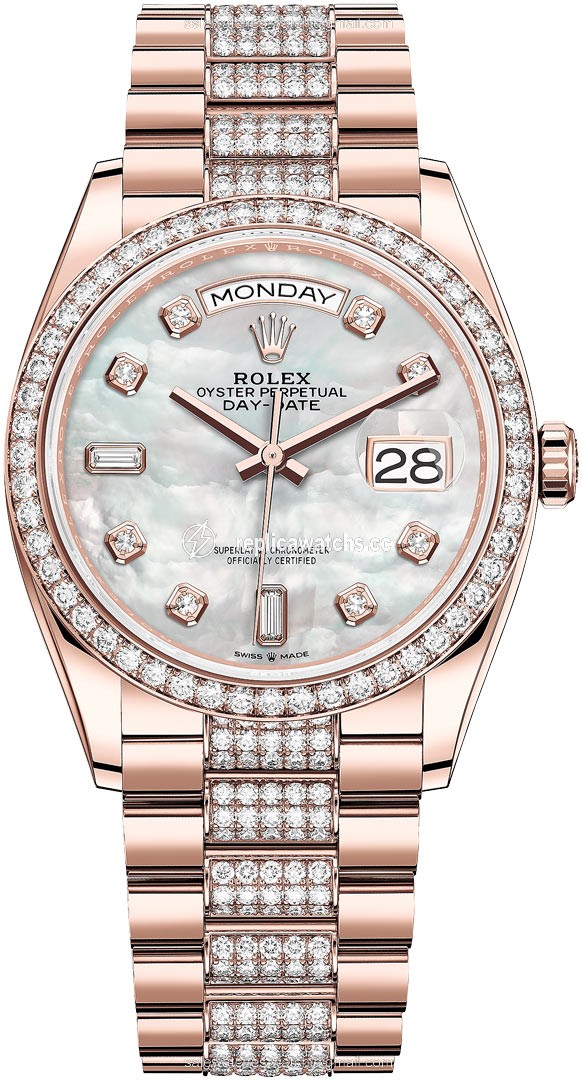 Replica 128345RBR MOP Diamond DB Rolex Day-Date 36mm Everose Gold Midsize Watch Replica 128345RBR MOP Diamond DB Rolex Day-Date 36mm Everose Gold Midsize Watch