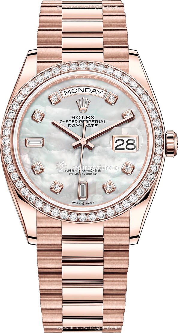 Replica 128345RBR MOP Diamond Rolex Day-Date 36mm Everose Gold Midsize Watch Replica 128345RBR MOP Diamond Rolex Day-Date 36mm Everose Gold Midsize Watch