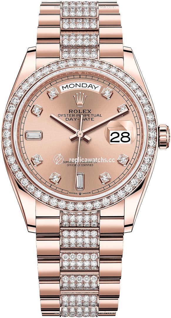 Replica 128345RBR Rose Diamond DB Rolex Day-Date 36mm Everose Gold Midsize Watch Replica 128345RBR Rose Diamond DB Rolex Day-Date 36mm Everose Gold Midsize Watch