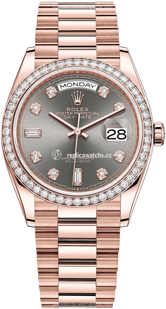 Replica 128345RBR Slate Diamond Rolex Day-Date 36mm Everose Gold Midsize Watch Replica 128345RBR Slate Diamond Rolex Day-Date 36mm Everose Gold Midsize Watch