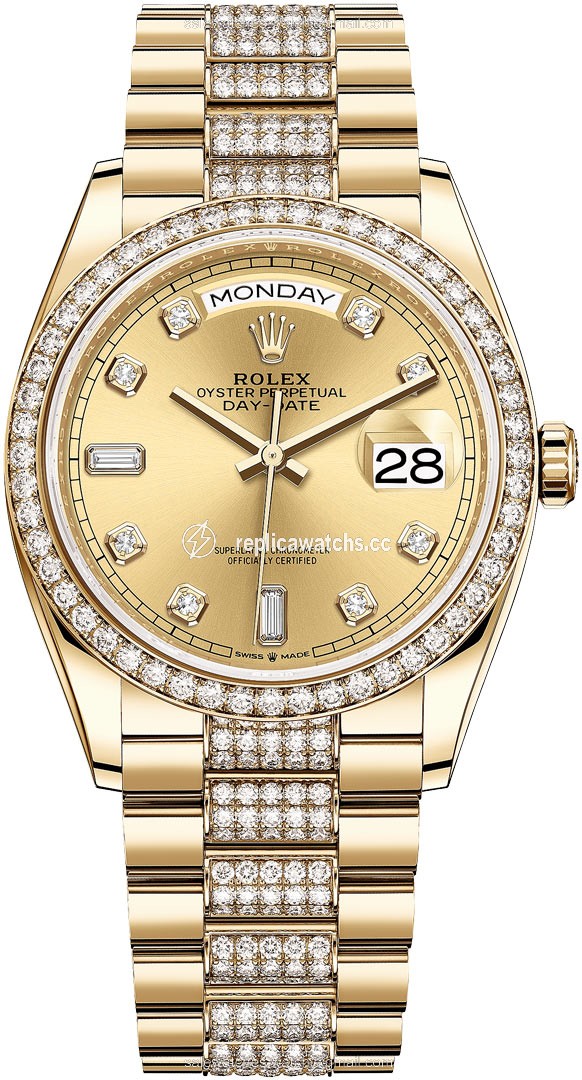 Replica 128348RBR Champagne Diamond DB Rolex Day-Date 36mm Yellow Gold Midsize Watch Replica 128348RBR Champagne Diamond DB Rolex Day-Date 36mm Yellow Gold Midsize Watch