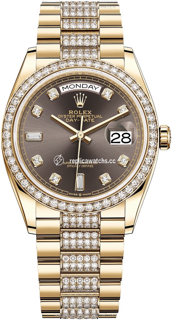 Replica 128348RBR Dark Grey Diamond DB Rolex Day-Date 36mm Yellow Gold Midsize Watch Replica 128348RBR Dark Grey Diamond DB Rolex Day-Date 36mm Yellow Gold Midsize Watch