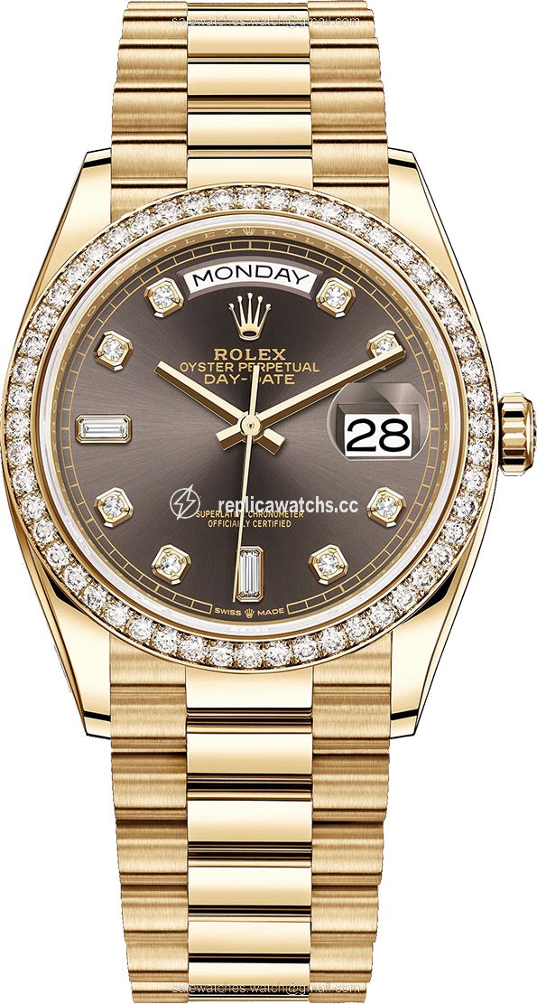 Replica 128348RBR Dark Grey Diamond Rolex Day-Date 36mm Yellow Gold Midsize Watch Replica 128348RBR Dark Grey Diamond Rolex Day-Date 36mm Yellow Gold Midsize Watch