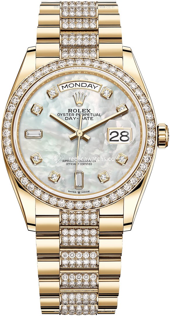 Replica 128348RBR MOP Diamond DB Rolex Day-Date 36mm Yellow Gold Midsize Watch Replica 128348RBR MOP Diamond DB Rolex Day-Date 36mm Yellow Gold Midsize Watch