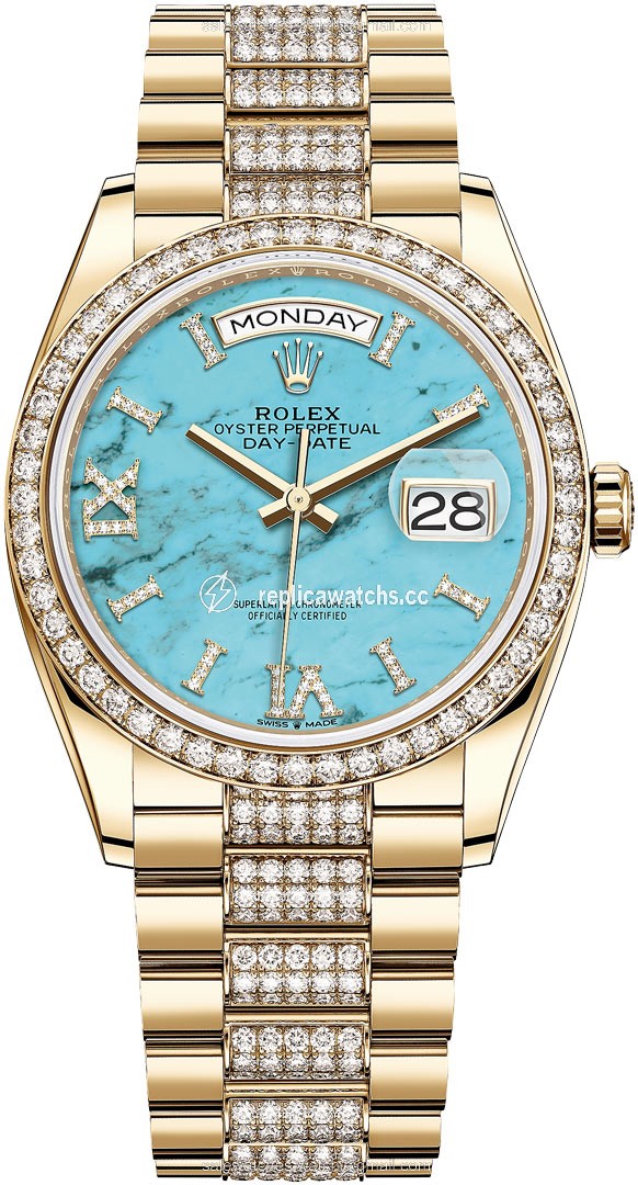 Replica 128348RBR Turquoise DB Rolex Day-Date 36mm Yellow Gold Midsize Watch Replica 128348RBR Turquoise DB Rolex Day-Date 36mm Yellow Gold Midsize Watch