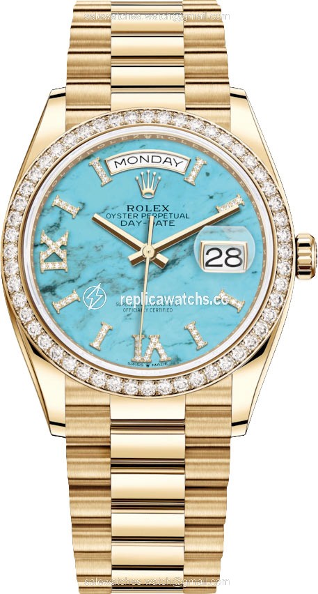 Replica 128348RBR Turquoise Rolex Day-Date 36mm Yellow Gold Midsize Watch Replica 128348RBR Turquoise Rolex Day-Date 36mm Yellow Gold Midsize Watch