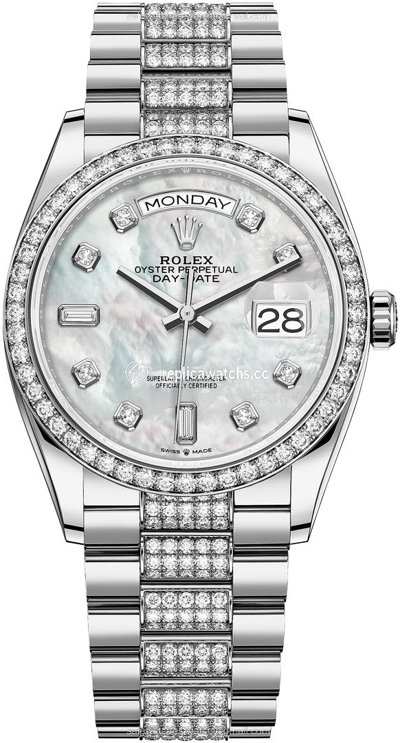 Replica 128349RBR MOP Diamond DB Rolex Day-Date 36mm White Gold Midsize Watch Replica 128349RBR MOP Diamond DB Rolex Day-Date 36mm White Gold Midsize Watch