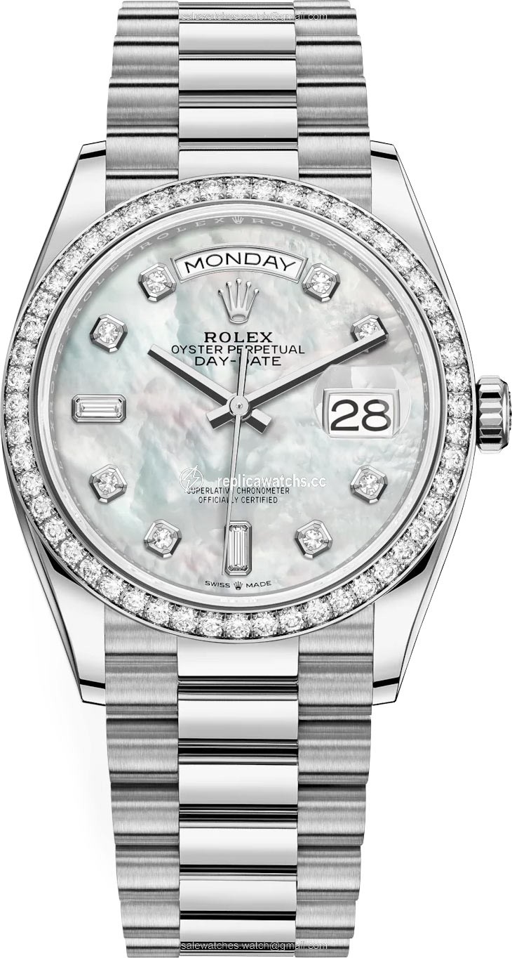 Replica 128349RBR MOP Diamond Rolex Day-Date 36mm White Gold Midsize Watch Replica 128349RBR MOP Diamond Rolex Day-Date 36mm White Gold Midsize Watch