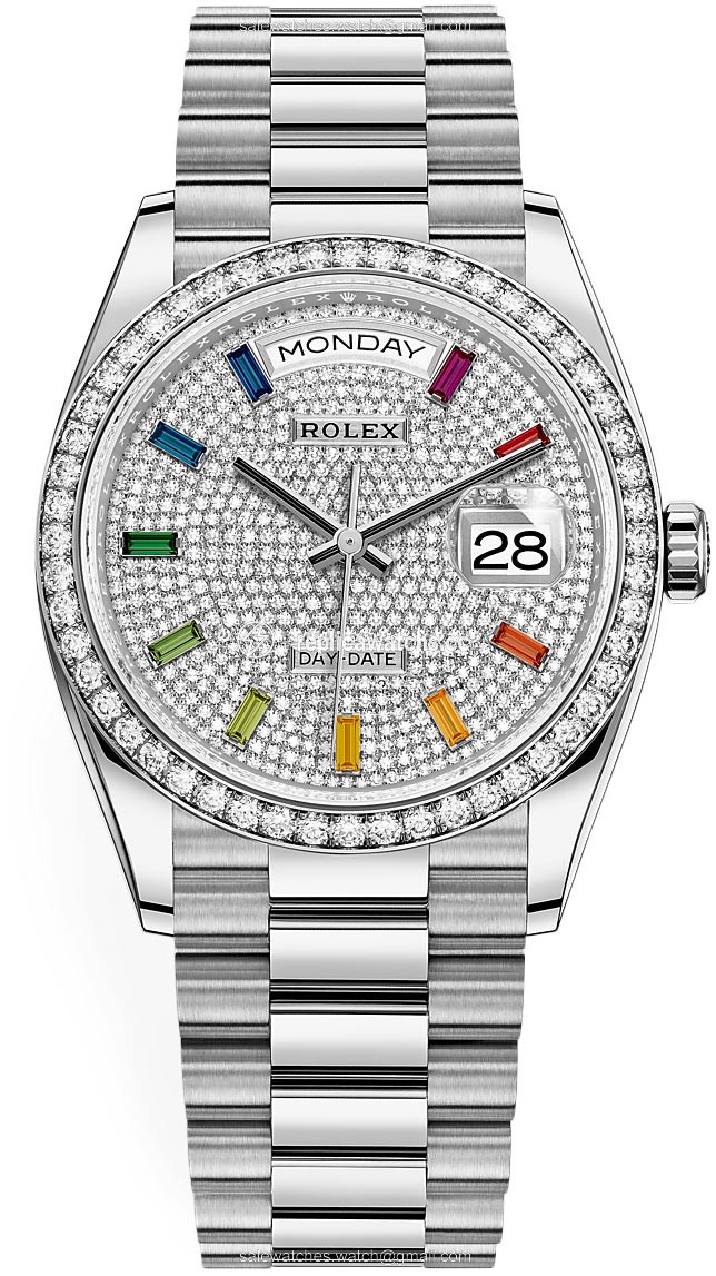 Replica 128349RBR Pave Rainbow Rolex Day-Date 36mm White Gold Midsize Watch Replica 128349RBR Pave Rainbow Rolex Day-Date 36mm White Gold Midsize Watch
