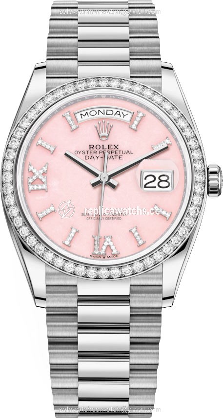 Replica 128349RBR Pink Opal Rolex Day-Date 36mm White Gold Midsize Watch Replica 128349RBR Pink Opal Rolex Day-Date 36mm White Gold Midsize Watch