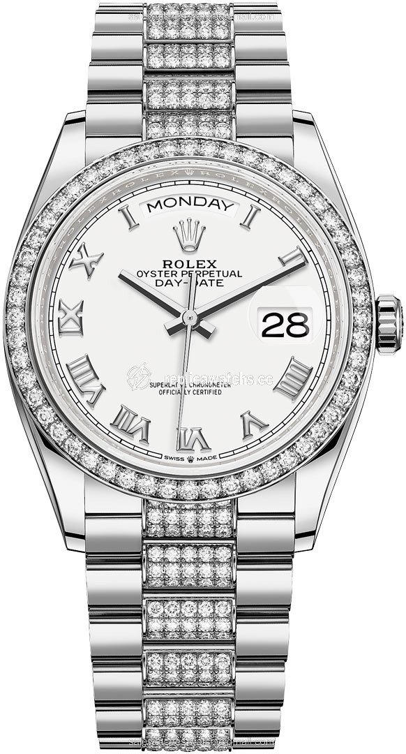 Replica 128349RBR White Roman DB Rolex Day-Date 36mm White Gold Midsize Watch Replica 128349RBR White Roman DB Rolex Day-Date 36mm White Gold Midsize Watch