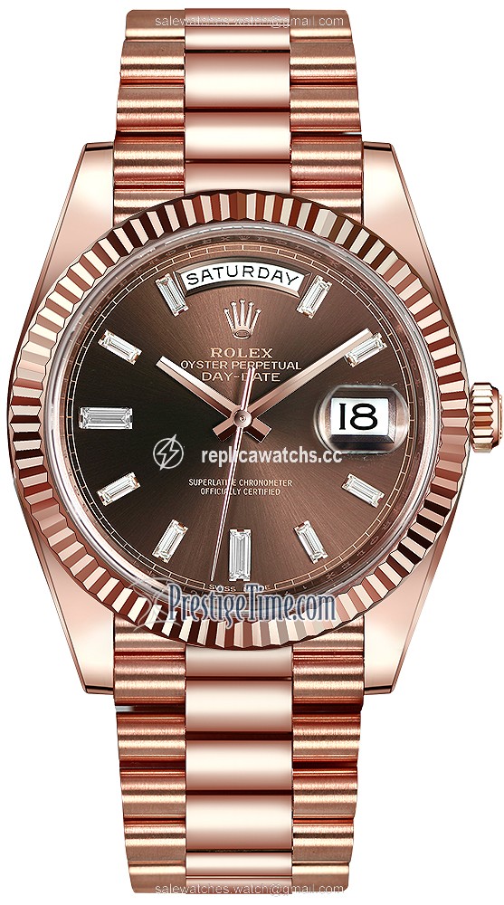 Replica 228235 Chocolate Baguette Index Rolex Day-Date 40mm Everose Gold Mens Watch Replica 228235 Chocolate Baguette Index Rolex Day-Date 40mm Everose Gold Mens Watch