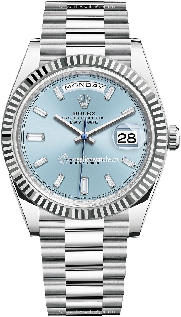 Replica 228236 Ice Blue Baguette Rolex Day-Date 40mm Platinum Mens Watch Replica 228236 Ice Blue Baguette Rolex Day-Date 40mm Platinum Mens Watch