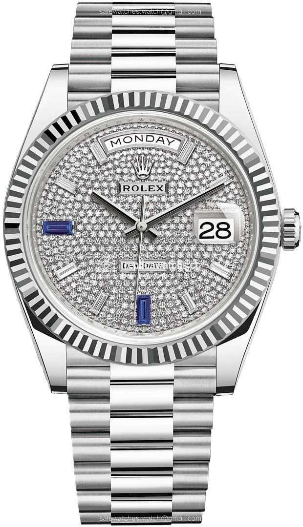 Replica 228236 Pave Baguette Rolex Day-Date 40mm Platinum Mens Watch Replica 228236 Pave Baguette Rolex Day-Date 40mm Platinum Mens Watch