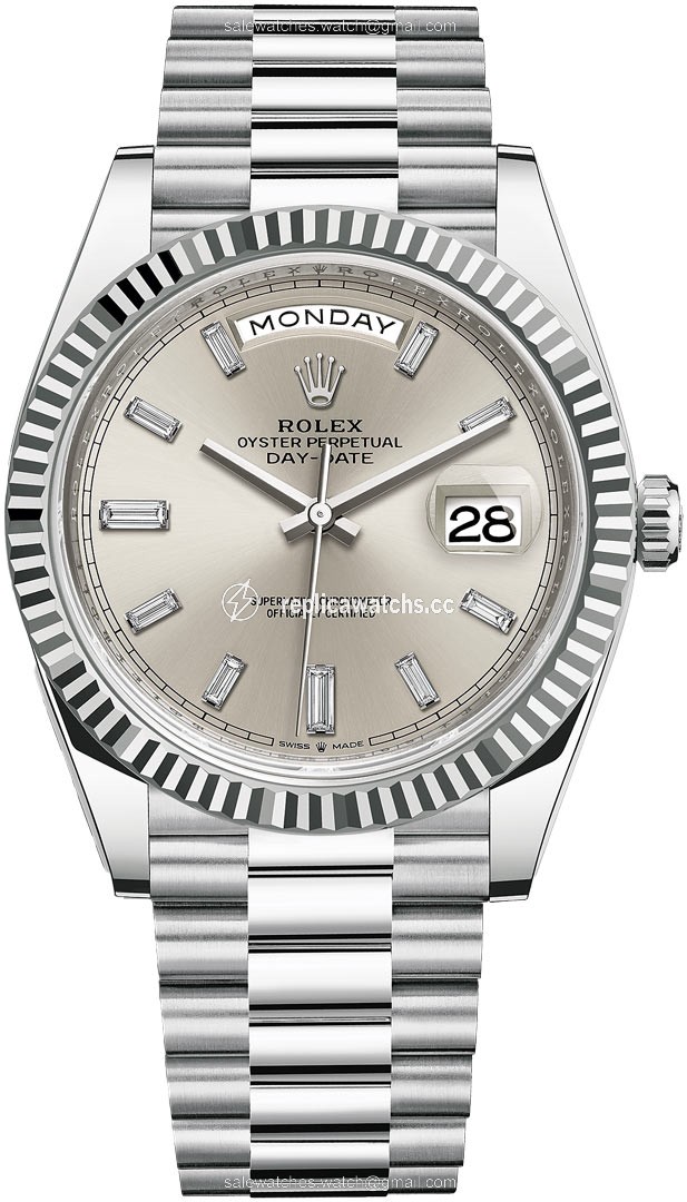 Replica 228236 Silver Baguette Rolex Day-Date 40mm Platinum Mens Watch Replica 228236 Silver Baguette Rolex Day-Date 40mm Platinum Mens Watch