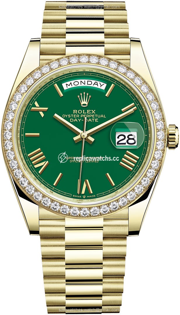 Replica 228348RBR Green Roman Rolex Day-Date 40mm Yellow Gold Mens Watch Replica 228348RBR Green Roman Rolex Day-Date 40mm Yellow Gold Mens Watch