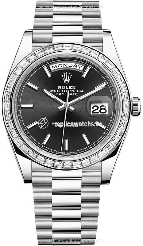 Replica 228396TBR Black Index Rolex Day-Date 40mm Platinum Mens Watch Replica 228396TBR Black Index Rolex Day-Date 40mm Platinum Mens Watch