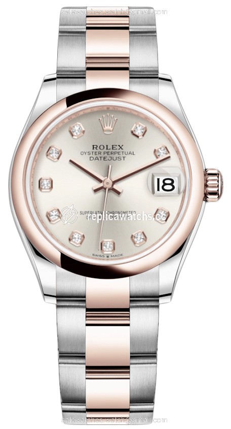 Replica 278241 Silver Diamond Oyster Rolex Datejust 31mm Stainless Steel and Rose Gold Ladies Watch Replica 278241 Silver Diamond Oyster Rolex Datejust 31mm Stainless Steel and Rose Gold Ladies Watch