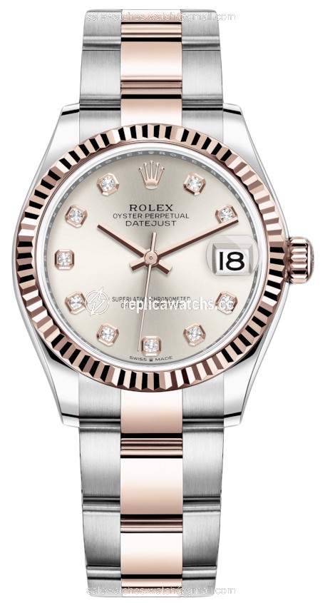 Replica 278271 Silver Diamond Oyster Rolex Datejust 31mm Stainless Steel and Rose Gold Ladies Watch Replica 278271 Silver Diamond Oyster Rolex Datejust 31mm Stainless Steel and Rose Gold Ladies Watch