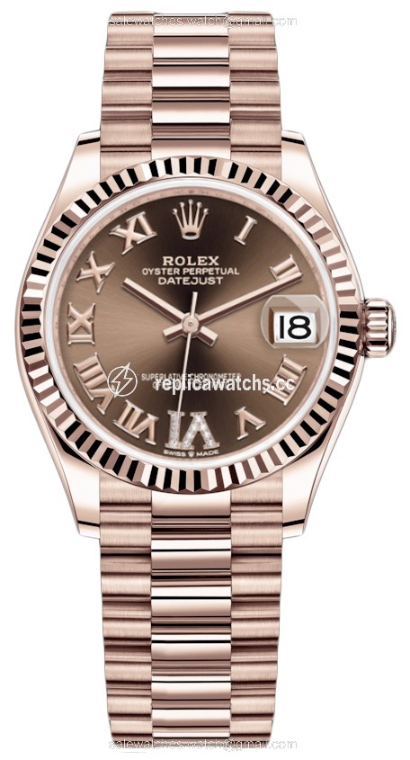 Replica 278275 Chocolate VI Roman President Rolex Datejust 31mm Everose Gold Ladies Watch Replica 278275 Chocolate VI Roman President Rolex Datejust 31mm Everose Gold Ladies Watch